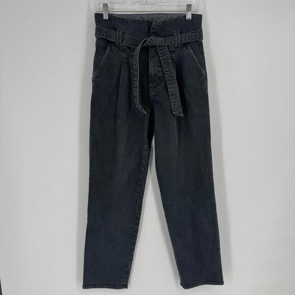 Mother jeans 24 black greaser paperblag pleat devil may care designer denim - Picture 1 of 9